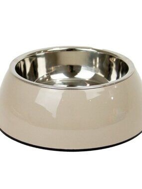 Medium Non Slip Dog Bowl Oatmeal Removable Stainless Steel Pet Food Water 14.2oz